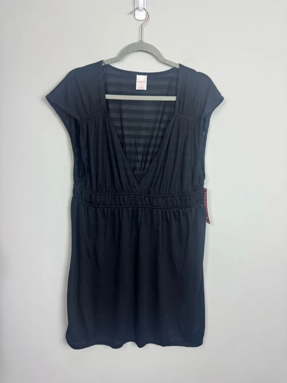 MERONA | NEW Classic Black Stripe Accent V-Neck Swim Coverup Women’s Size Large